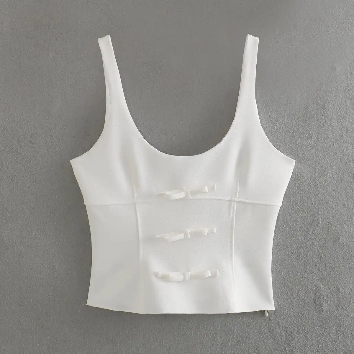 Elegant Rhinestones Bow Halter Vest Women Sleeveless Backless Hollow Out Lace Up Female Tops Summer Fashion Lady Sling Top 02 white