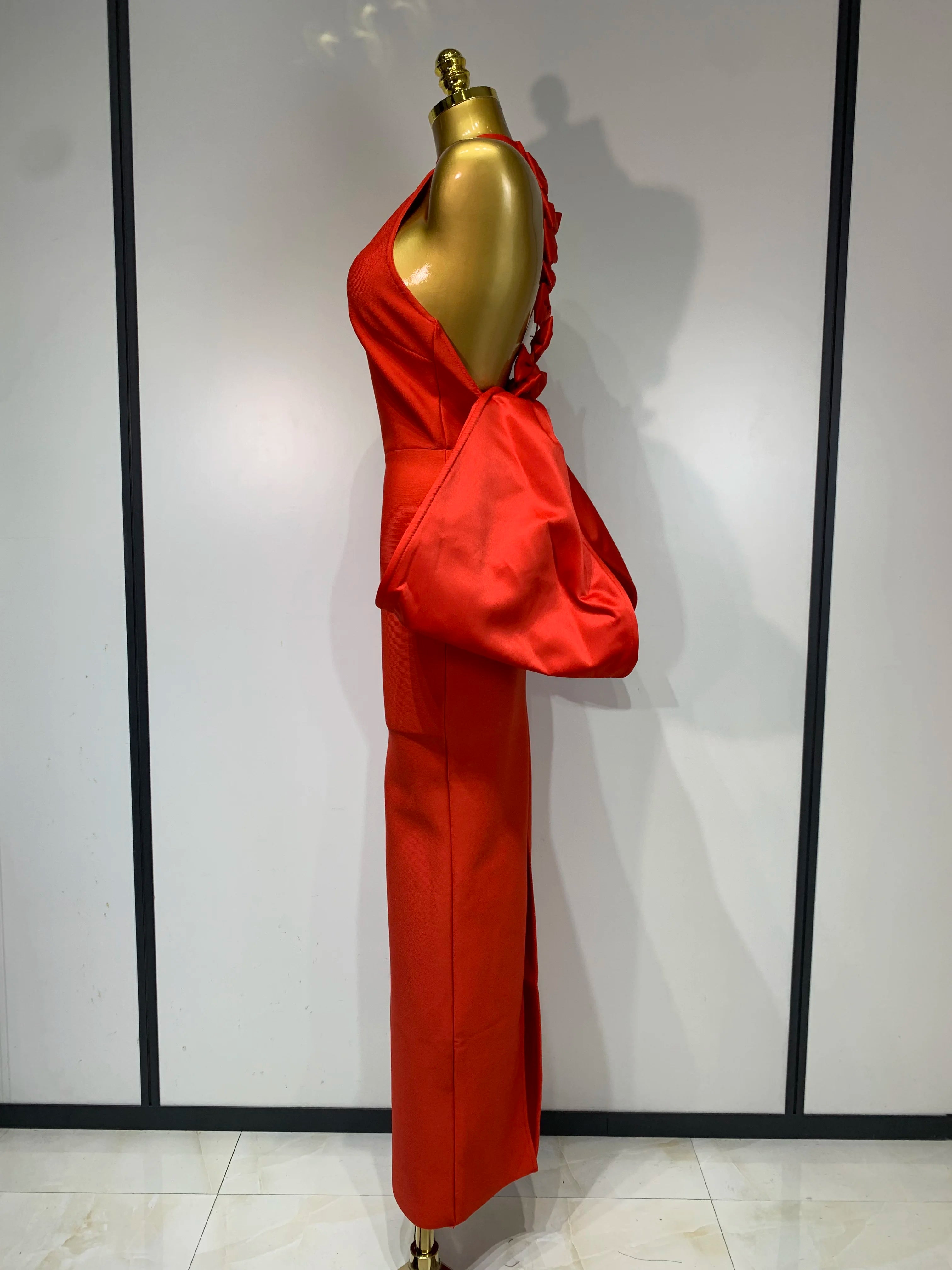 Women Sexy Backless Bow Sleeveless Bodycon Bandage Maxi Dress Red Celebrity Evening Party Cocktail Luxury Birthday Party Dresses