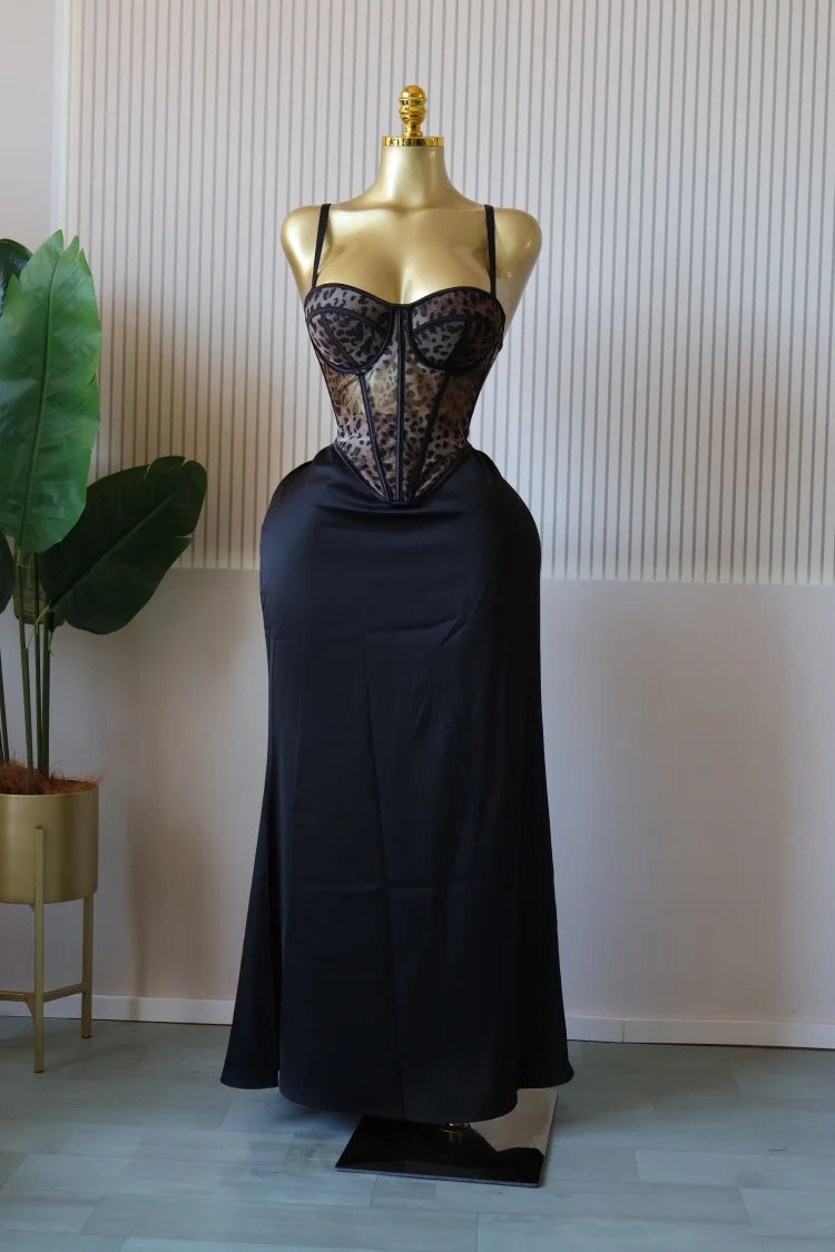 CM.YAYA Women's Dress Set Print Bow Corset Top and Maxi Long Skirt Suit 2025 Summer Elegant Evening Two 2 Piece Set Outfits