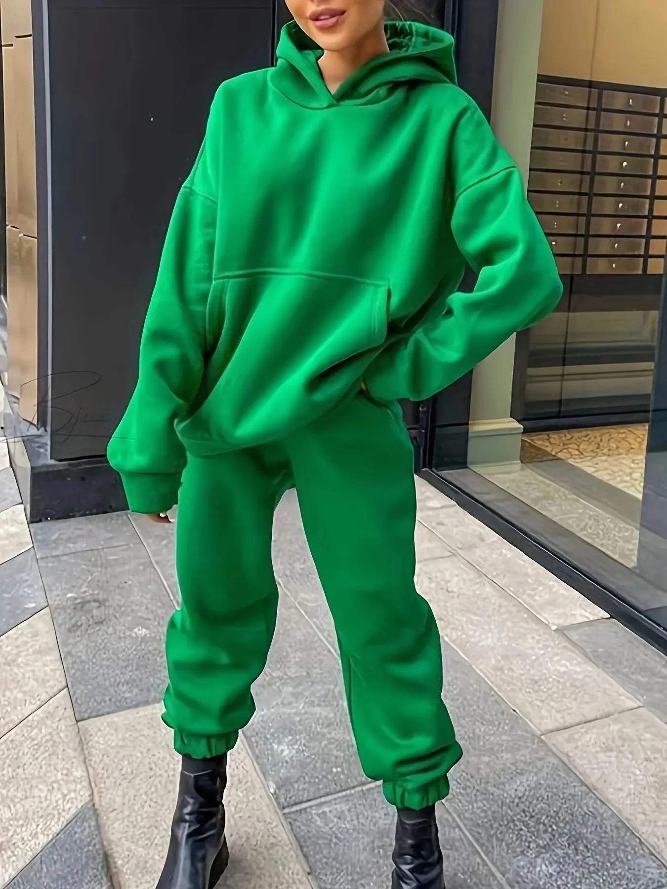 Women's Tracksuit Suit Spring Summer Warm Hoodie Sweatshirts Two Pieces Oversized Solid Casual Hoody Pulleys Long Pant Sets