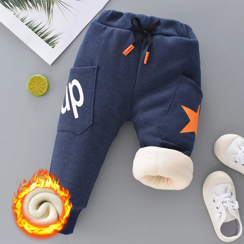Winter Kid Thick Fleece Trousers Autumn 0-6Y Children Straight Warm Sports Pant Baby Girl Elastic Waist Jogger Sweatpant for Boy Fleece Baby Pants