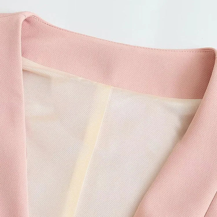 Willshela Women Fashion Two Piece Set Pink Tank Tops & Straight Leg Pants Vintage V-Neck Single Breasted Female Chic Pants Suit