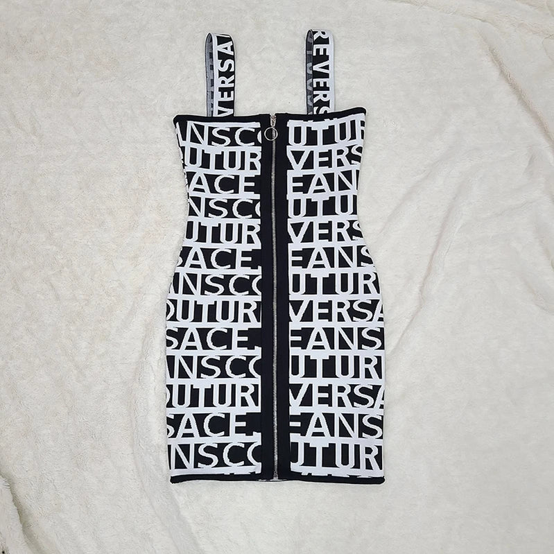 Summer Women Sleeveless Sexy Front Zipper Bodycon Mini Dress Rayon Bandage Fashion Girls' Birthday Party Slim Dress