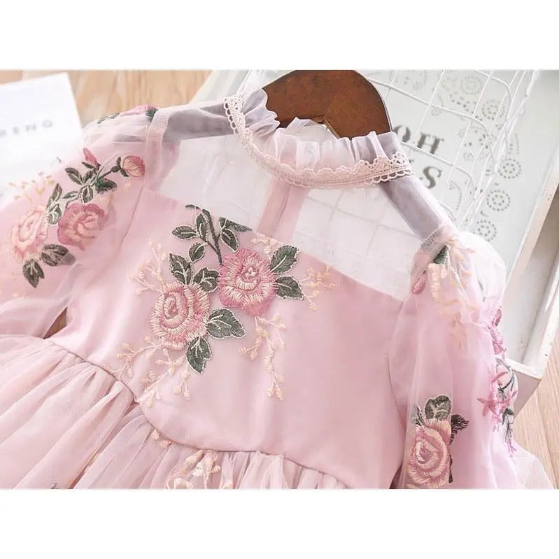 Elegant Flower Girls Dress Wedding Party Princess Dress Casual Kids Clothes Lace Long Sleeves Dress Children's Vestidos For 3-8T