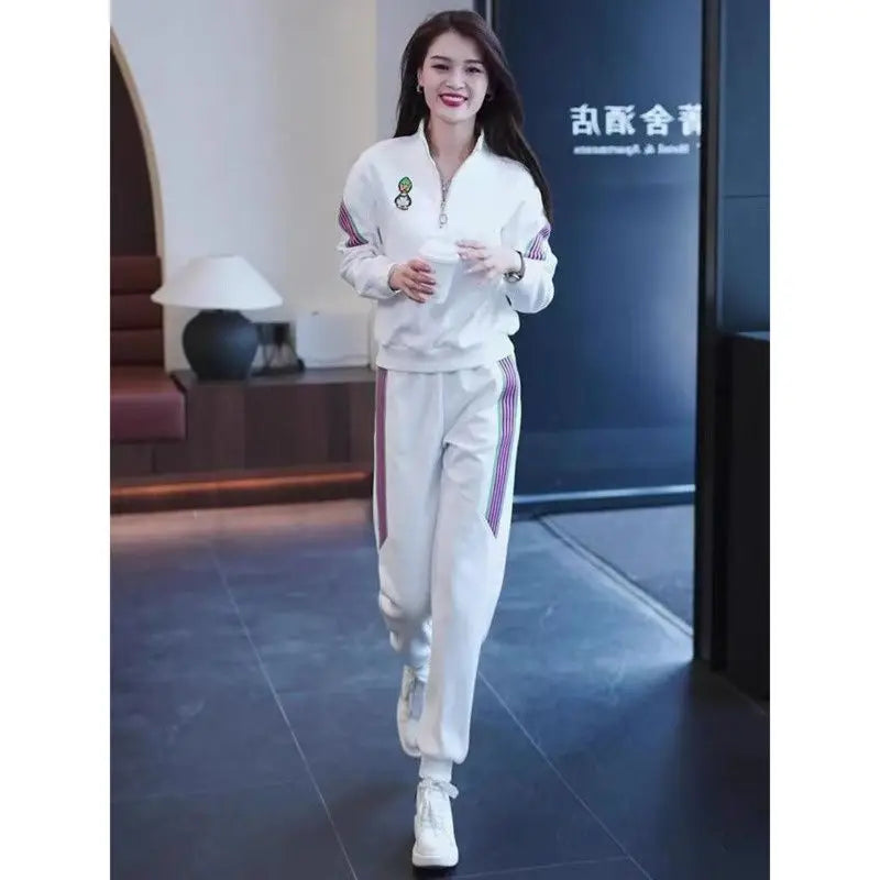 Women's Tracksuit Large Autumn Winter New Loose Casual Fashion Tops And Pencil Pants Two Piece Sets Plus Size Clothing For Women