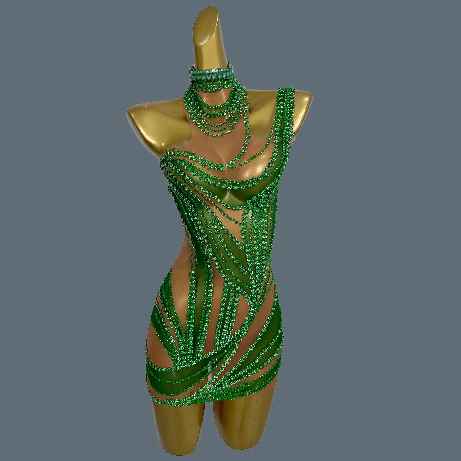 Sexy Women See Through Mesh Short Dress Sparkly Rhinestone Evening Prom Celebrate Birthday Dress Party Photography Wear Liuzhuan