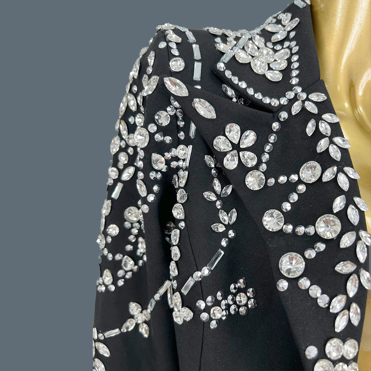 Trendy High-end Mini Dress with Jacket Sparkly Rhinestone Dress Birthday Party Cocktail Set Nightclub Prom Strap Dress Tengchong