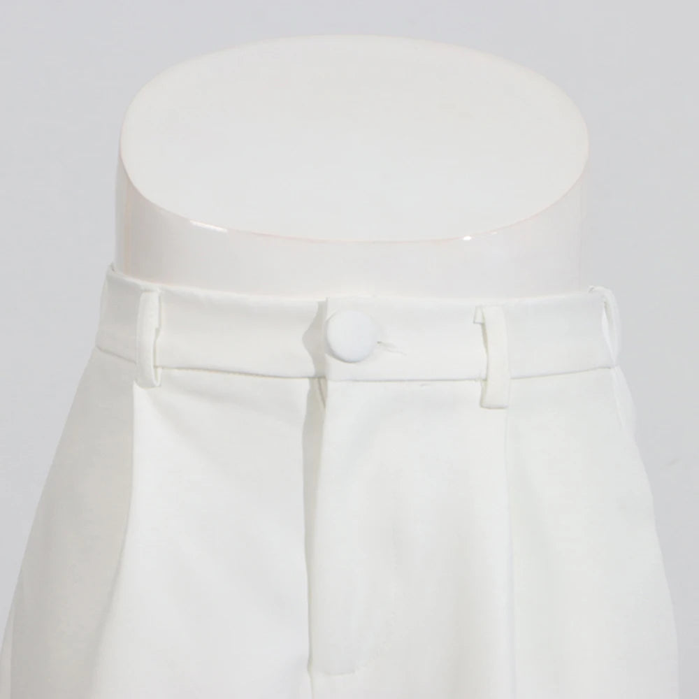 TWOTWINSTYLE Solid Spliced Appliques Two Piece Sets for Women V Neck Long Sleeve Patchwork Pocket Top High Waist Pant Set Female