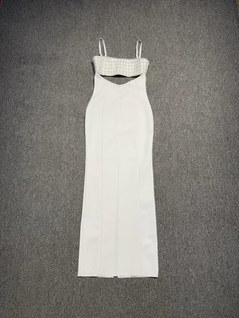 Arrival Women Sleeveless Sexy Strap Square Collar Bodycon Long Bandage Dress Celebrate Evening Party Nightclub Outfit