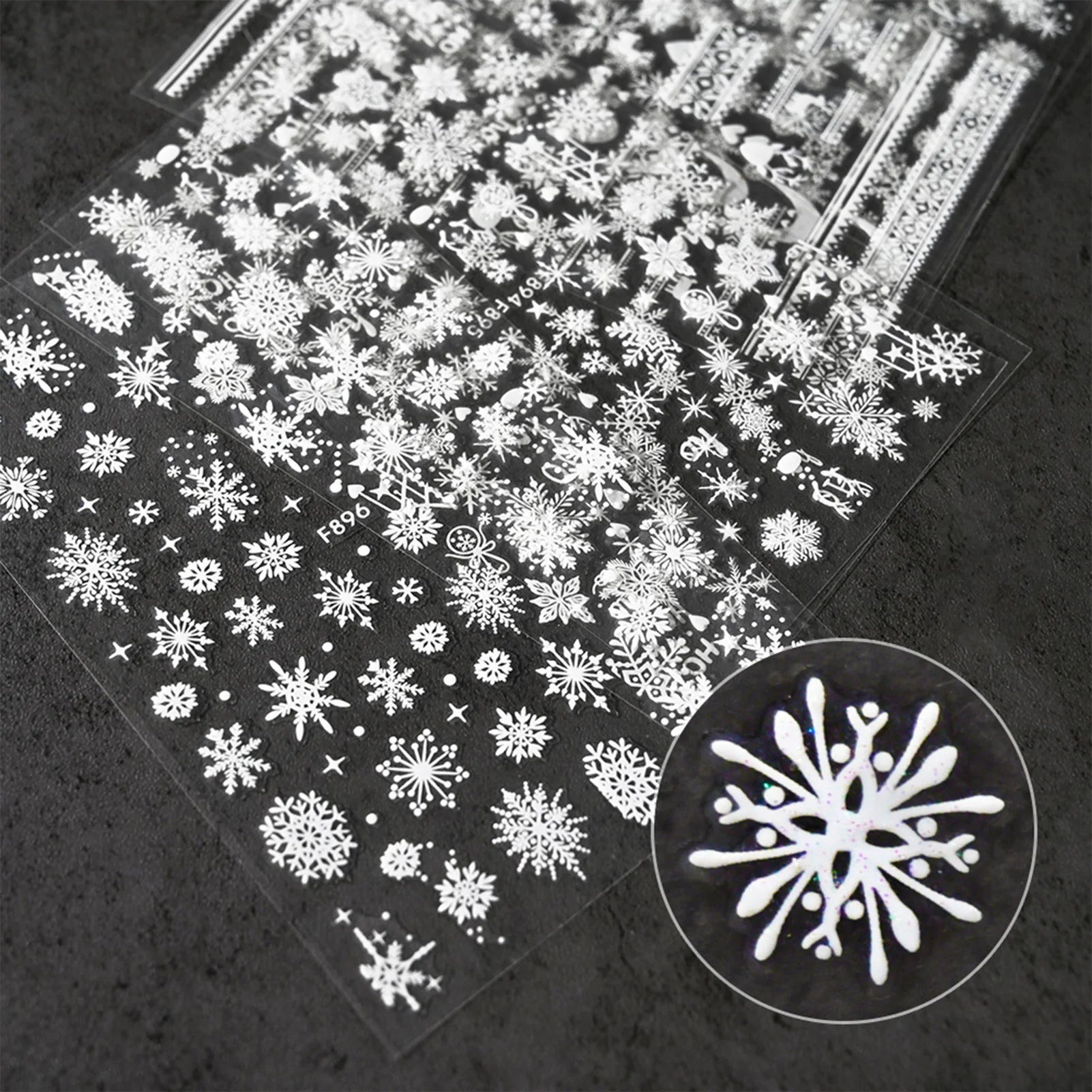 10Pcs Winter White Snowflake/Deer Nails Stickers Christmas Party Self Adhesive Nail Art Decoration DIY Charm Manicure Decals