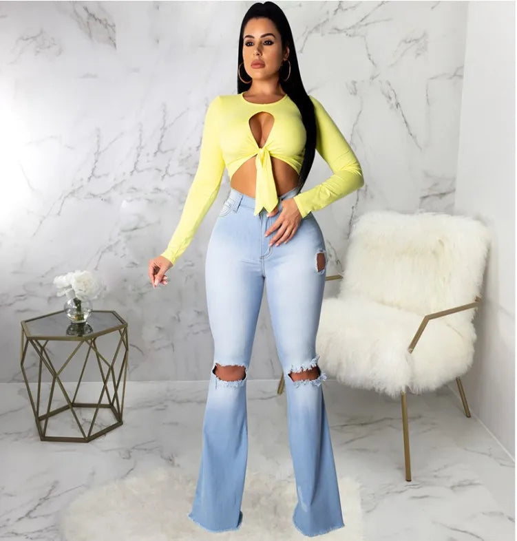 Plus Size Blue Washed Flare Denim Mom Jeans for Women Winter Spring Clothes Skinny Side Stripe High Waisted Sequined Pant Y2K 2093 light blue