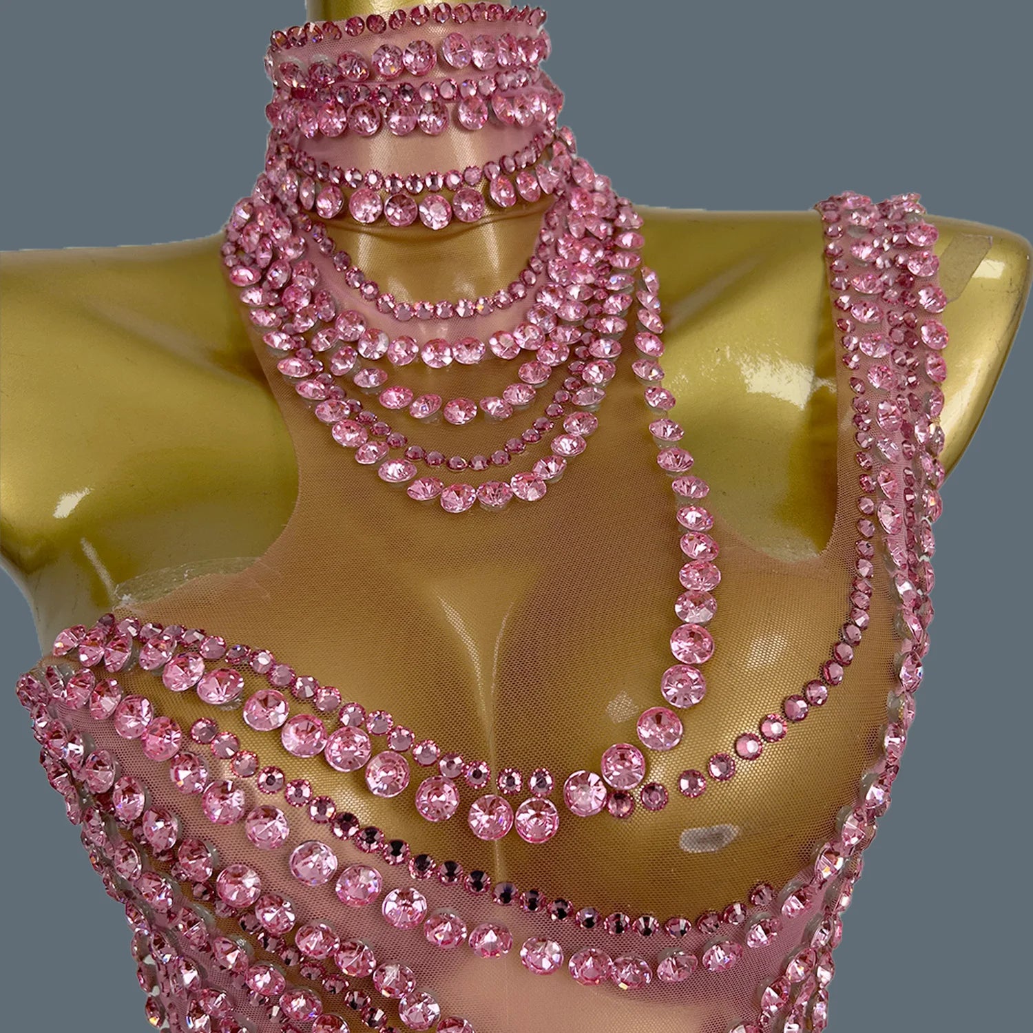 Sparkly Rhinestone Mini Dress Women Sexy Couture Mesh See Through Event Celebrate Birthday Party Dress Photo Shoot Wear Liuzhuan