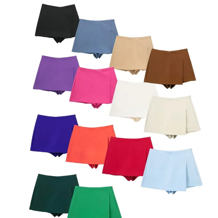 TRAFZA Women New Fashion 2023 Summer Solid Shorts High Waist With Zipper For Women Clothing Casual Slim Streetwear