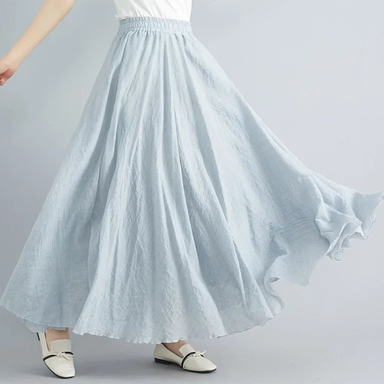 Fashion Cotton Linen Clothes Women Skirts Maxi Y2k Elegant Beach Saia Ropa Mujer Casual Vestido Boho Long Skirt Faldas Harajuku light gray
