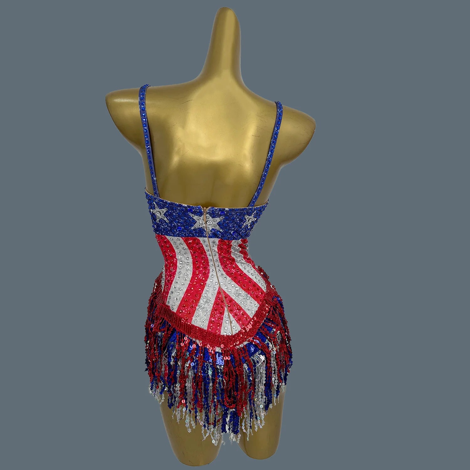 Sparkly Rhinestone Five Pointed Star Tassel Bodysuit Sexy Women Dance Performance Bodysuit Latino Dance Team gig Wear Maxituan