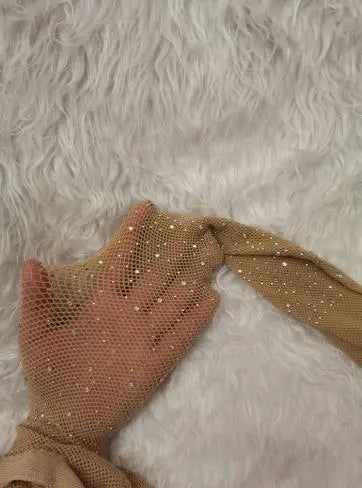 Fishnet Diamond Pantyhose Women Sexy Fashion Shiny Net Tights Female Slim Rhinestone Mesh Nylon Stockings Tights GRAY One Size