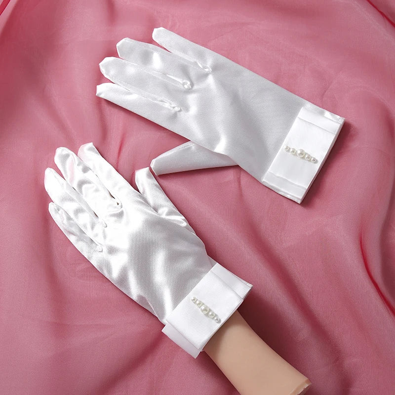 New Original Vintage Gloves Hepburn Black Satin Thin Bowknot Stage Banquet Bride Accessories ST-0018-B 1
