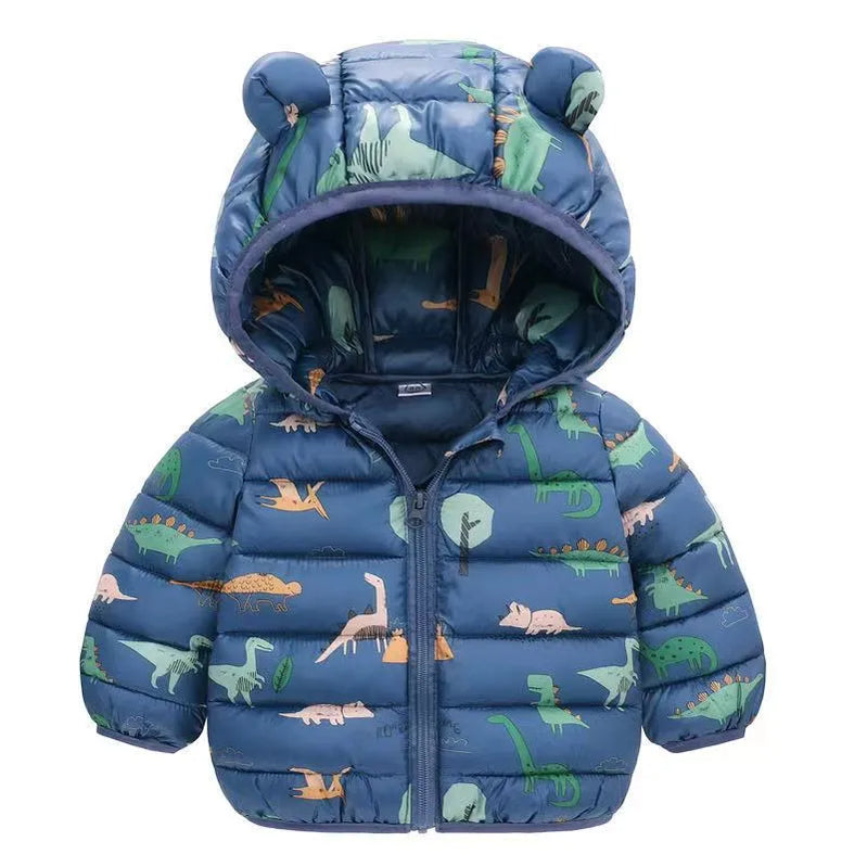 Baby Girls Jackets For Kids Cartoon Bear Zipper Coats Autumn Boys Warm Hooded Down Jackets Children Christmas Outerwear