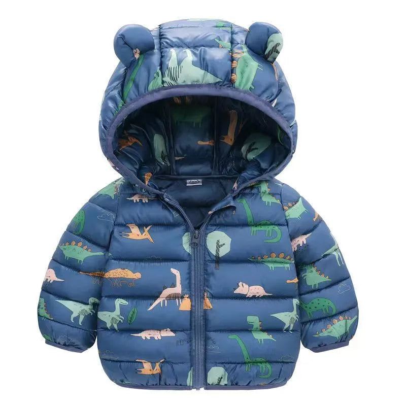 Baby Girls Jackets For Kids Cartoon Bear Zipper Coats Autumn Boys Warm Hooded Down Jackets Children Christmas Outerwear