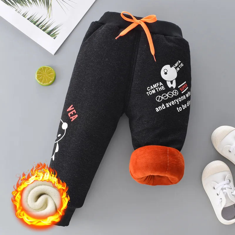 Winter Kid Thick Fleece Trousers Autumn 0-6Y Children Straight Warm Sports Pant Baby Girl Elastic Waist Jogger Sweatpant for Boy Thicken Kids Pants