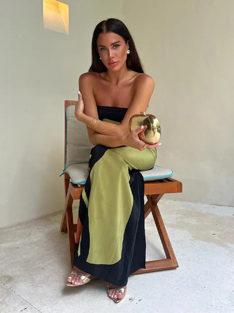 Sexy Strapless Backless Printed Long Dress Women Fashion Sleeveless Off Shoulder Vestidos Summer Lady Party Evening Robes