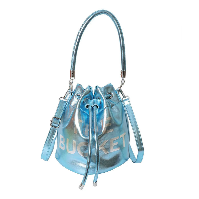 Designer Shoulder Bag for Women Bucket Bag Fashion Purses and Handbags Brand Crossbody Bags Cute Silk Scarf Satchel Baby blue bag 19X20X19cm