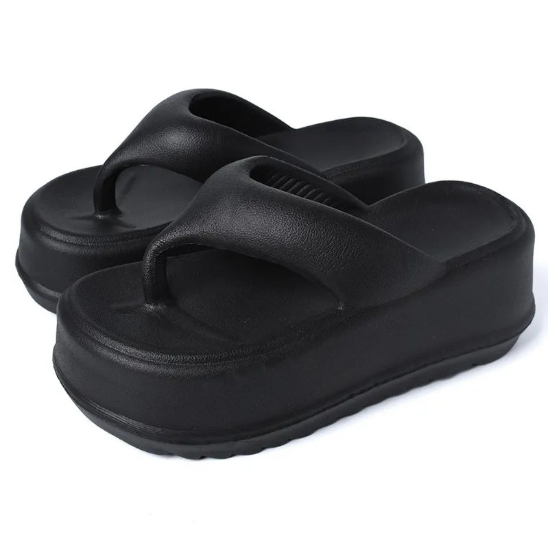 Summer Flat Slippers Women Leather Black White Flops Thick Sole Mules Casual Comfort Slides Woman