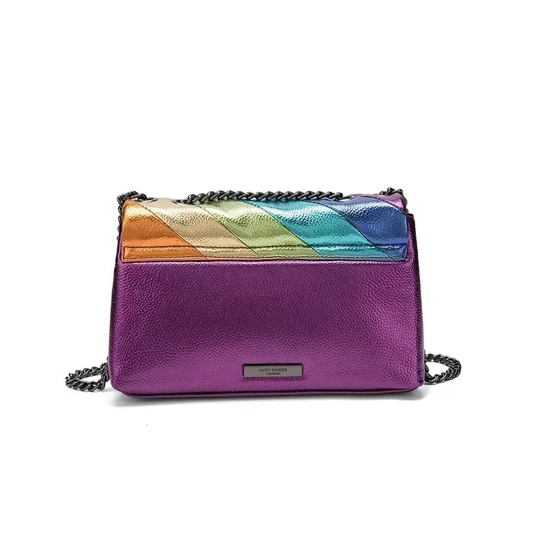 Rainbow Handbag Patchwork Crossbody Bag Shoulder Bag Women's Brand Designer Fashion Trend Luxury Handbag PU Shoulder Bag