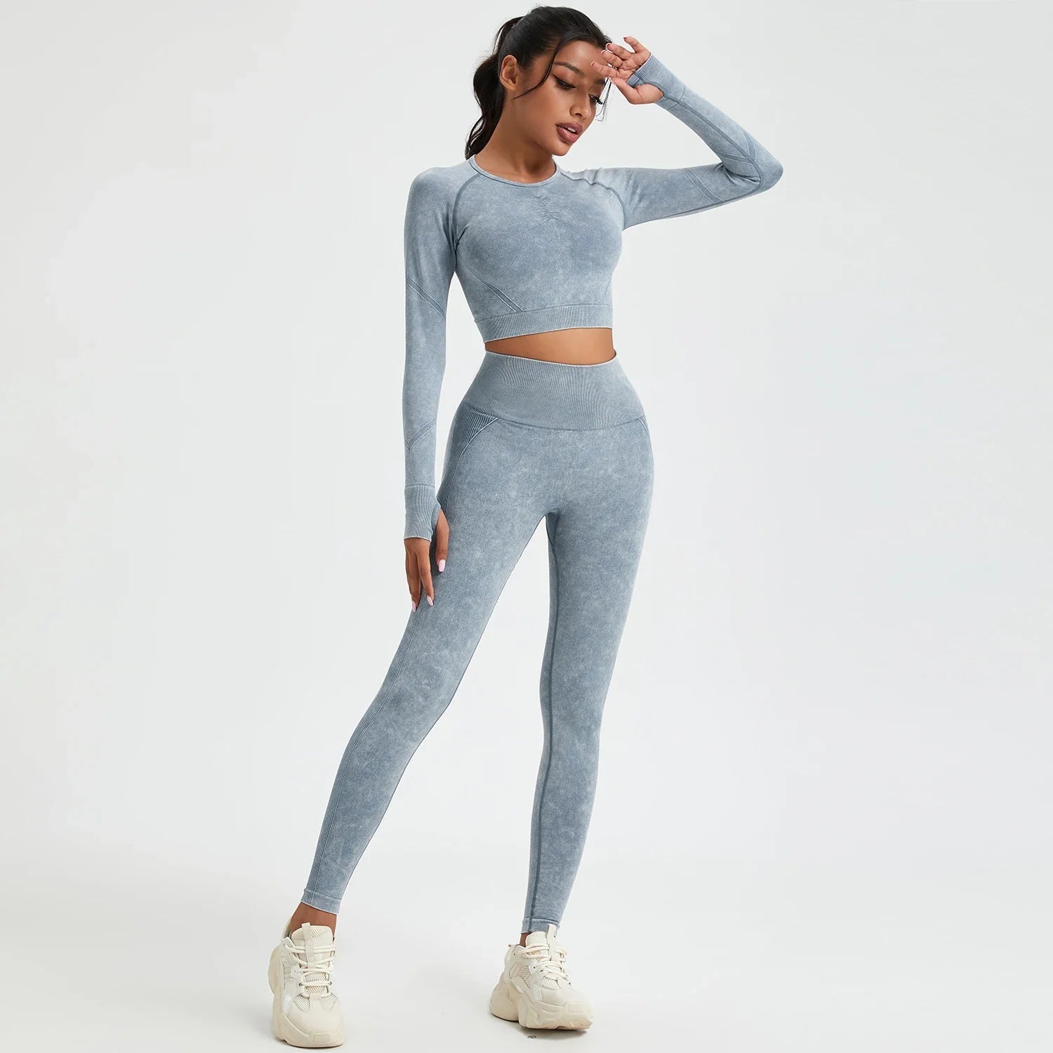 Wash Autumn Pant Sets Skinny Stretch Sport Pant Sets Beautiful Activewear Blue