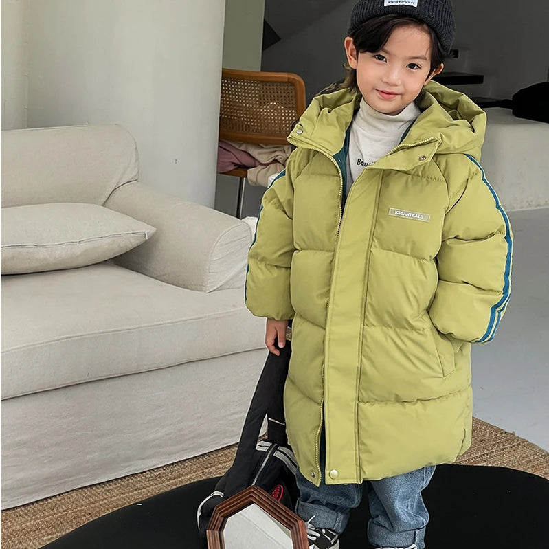 Winter boys girls plus velvet warm hooded jacket 2-9 years old Korean down overcoat thickening fashion children's clothing Photo Color 9
