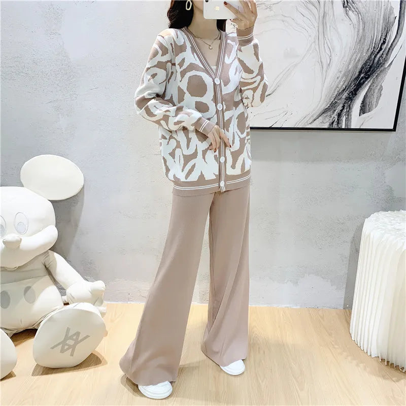 Women's Two Piece Set 2023 Autumn Winter New Fashion knit Long Sleeve Sweater Leisure Sweat Suit For Women Tracksuit Clothes