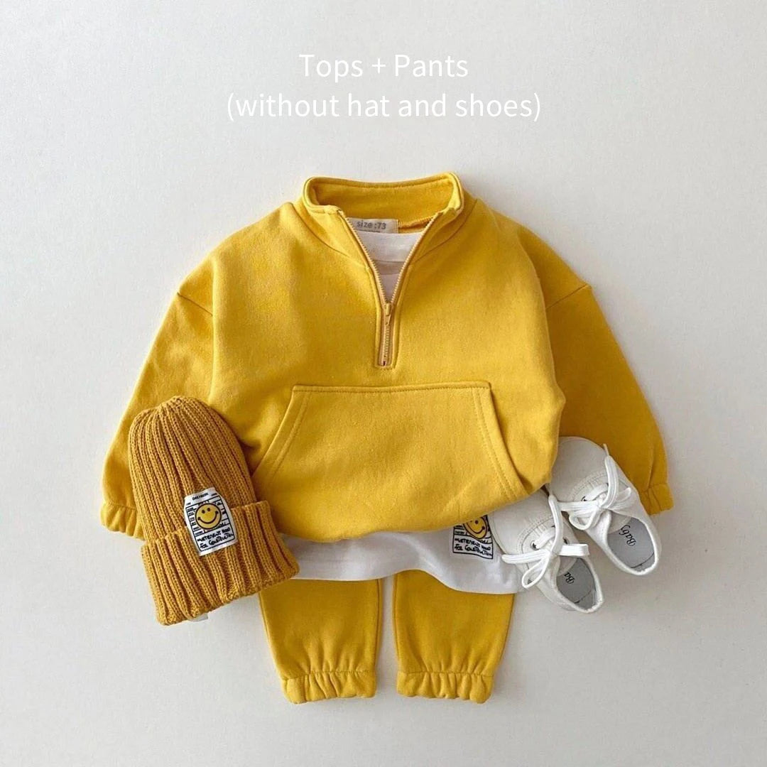 2piece Set Baby Clothes Set Baby Toddler Girl Boy Cotton Sweatshirt +pant Two Piece Kid Children Clothing Suit Spring and Autumn yellow