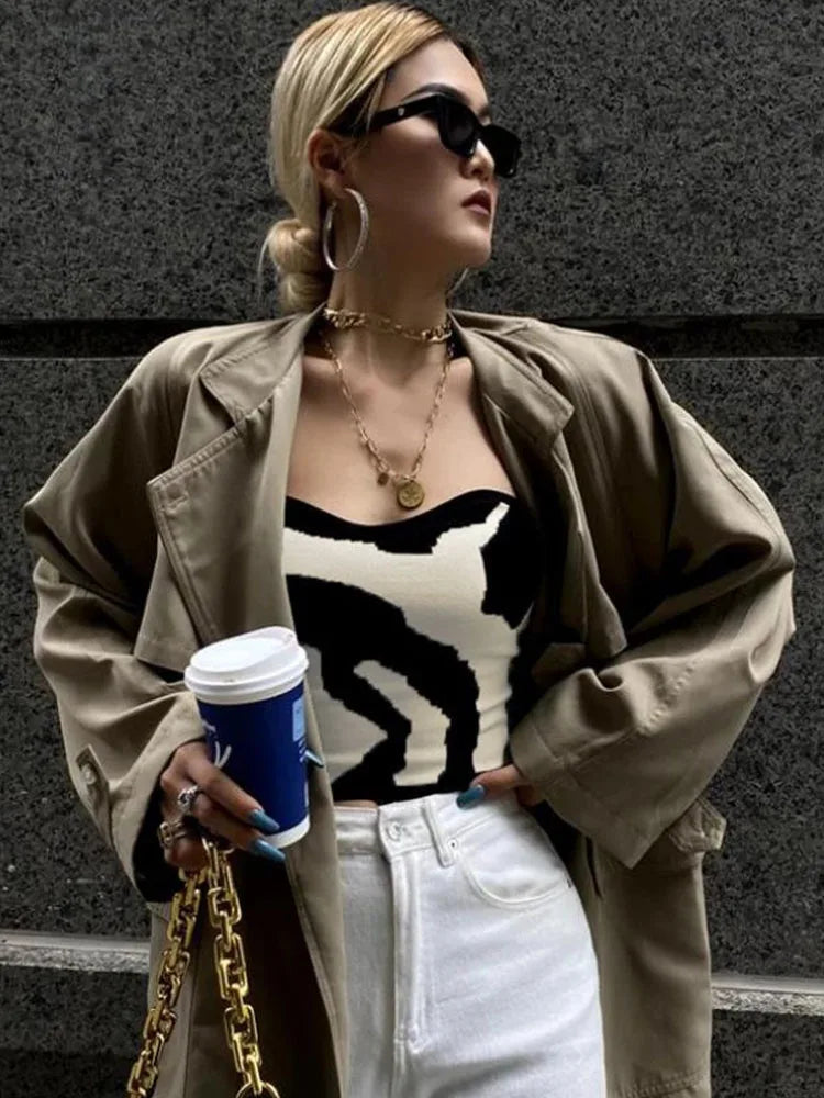 Yedinas Streetwear Patchwork Slim Cropped Feminino Sleeveless Tank Top Women Sexy Skinny Top Femme Corset Tube Korean Style 2022