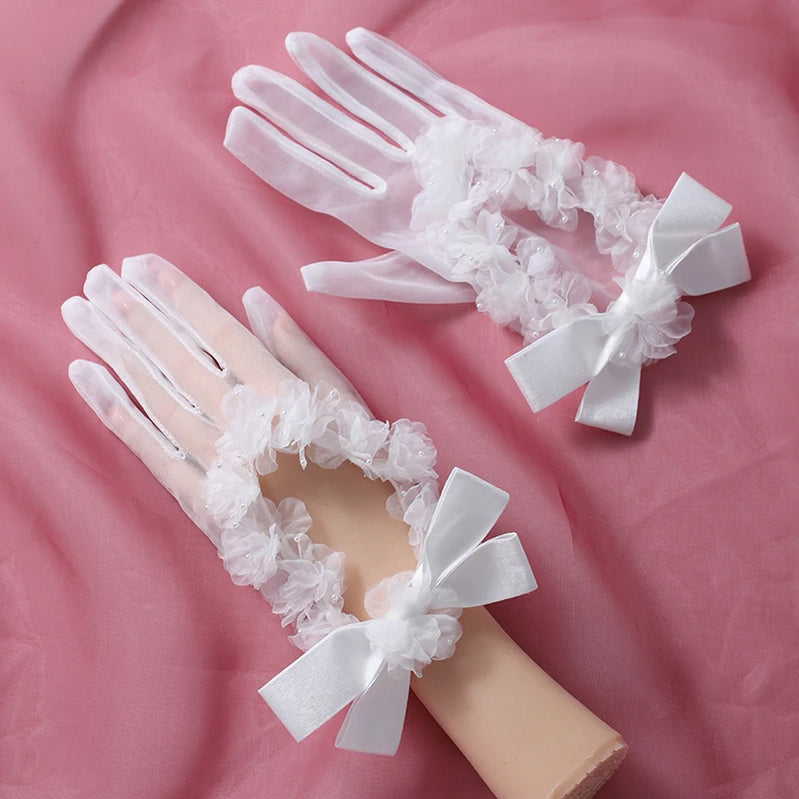 New super fairy white lace tulle long bridal photo wholesale gloves ST-0010-A