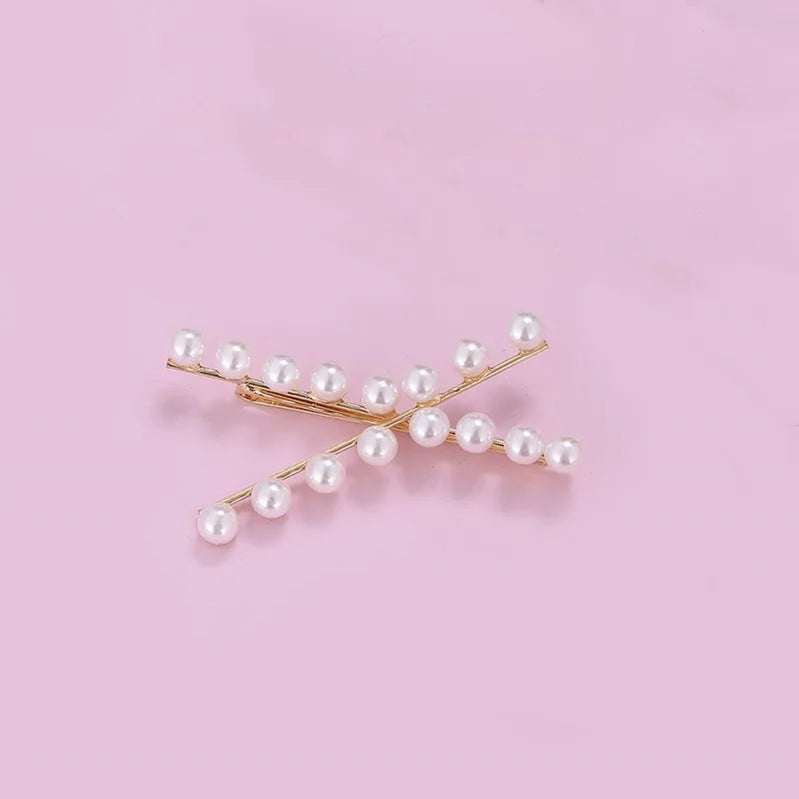Fashion Hairclip Women Decorative Trendy Pearl Cross Hair Clip Elegant Accessories Girls Hairpin Party Decor YGH613A