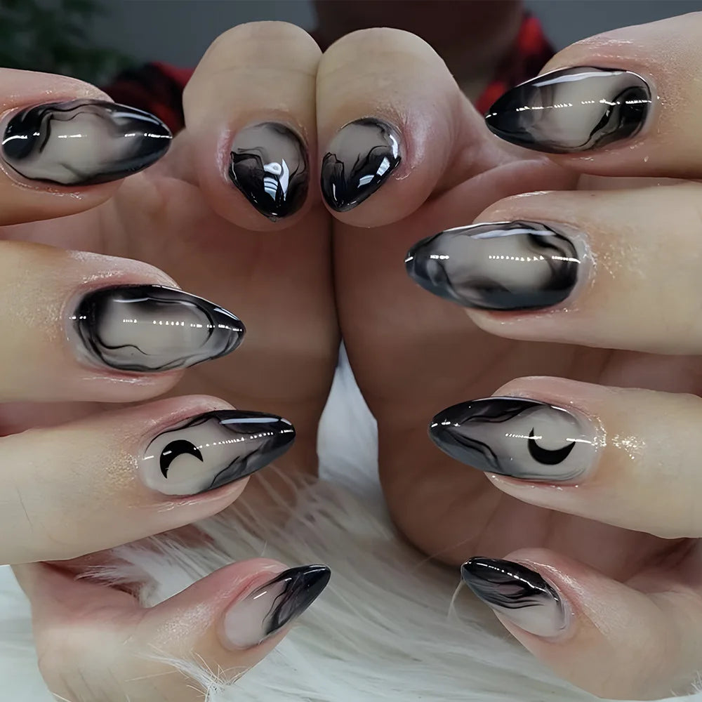 24pcs/set short Medium Long fake nails for women almond square ballet tips cute animals starry eyes Y2K press on false nails