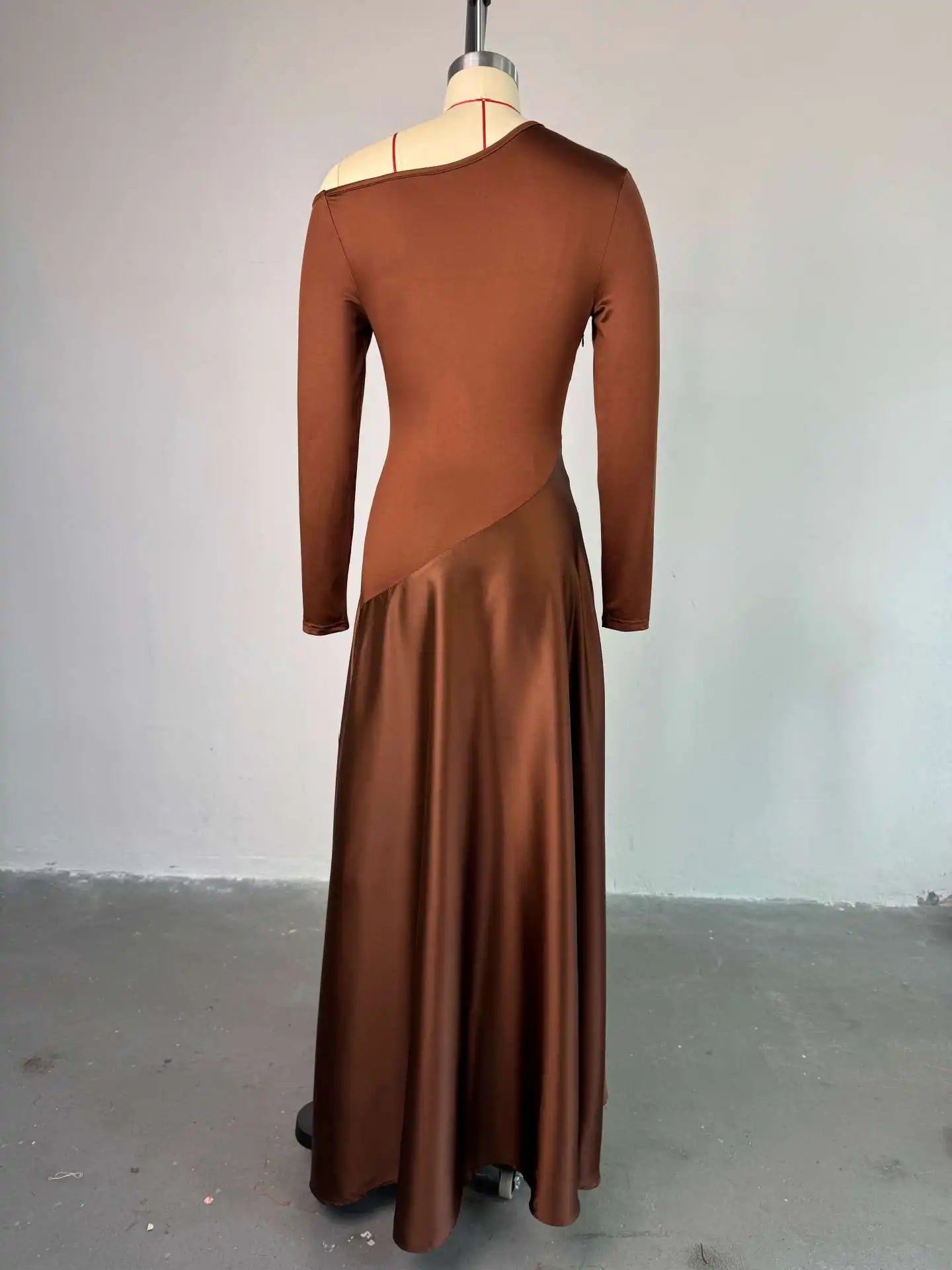 CM.YAYA Women One Shoulder Full Sleeve Maxi Long Dress 2025 Summer Patchwork Vintage Birthday Sexy Club Party Evening Dresses