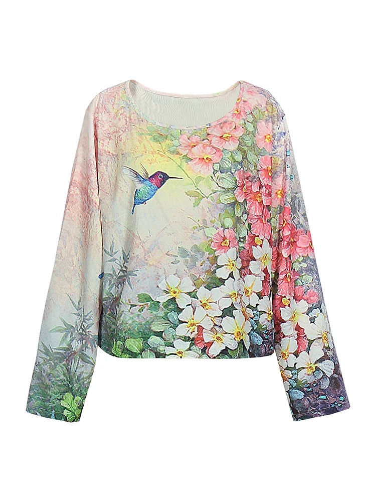 Plus Size Women's 2025 Spring New Casual Suit Set Women's Big Size Floral Print Long Best Choice in Spring