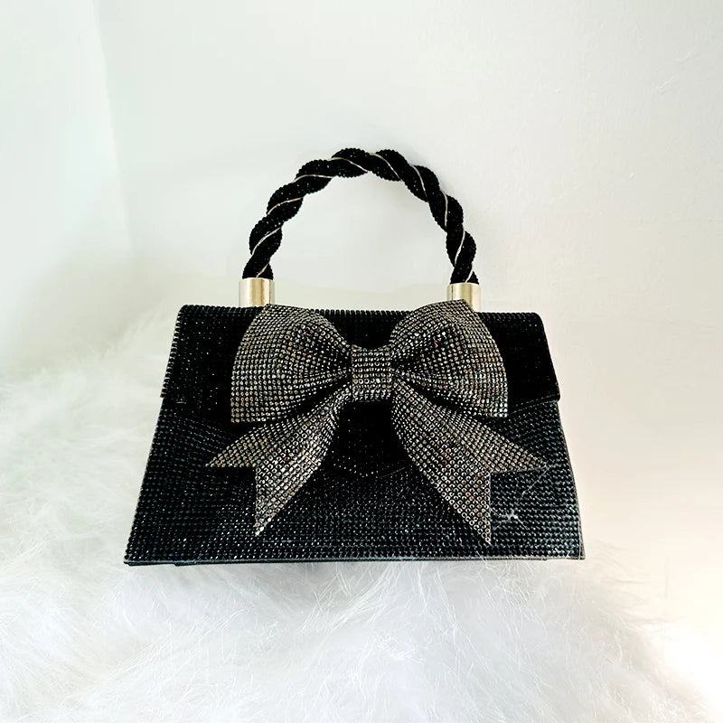 Bow Bag Purse For Womens Luxury Designer Handbag Elegant And Versatile Evening Party Bags Purse For Womens Luxury Rhinestone Bag black CHINA