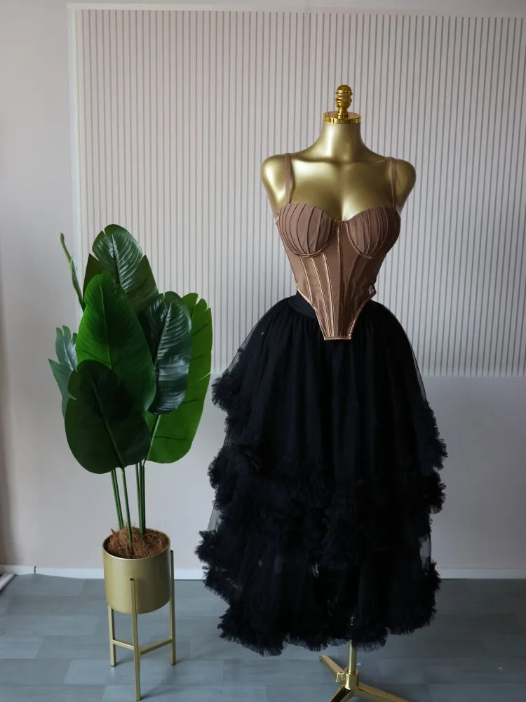 CM.YAYA Women's Dress Set Sleeveless Strap Tops and Pleated Tiered Skirts Suit Elegant Vacation Birthday Two 2 Piece Set Outfits