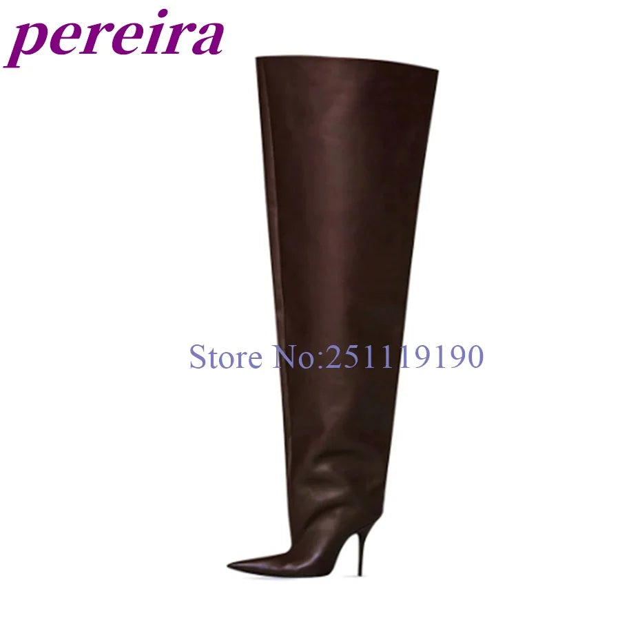 Black Wide Fit Boots Pointed Toe Knee-high Botas Women Luxury Designer Shoes Autumn Winter Booties 2025 Solid Zapatos De Mujer