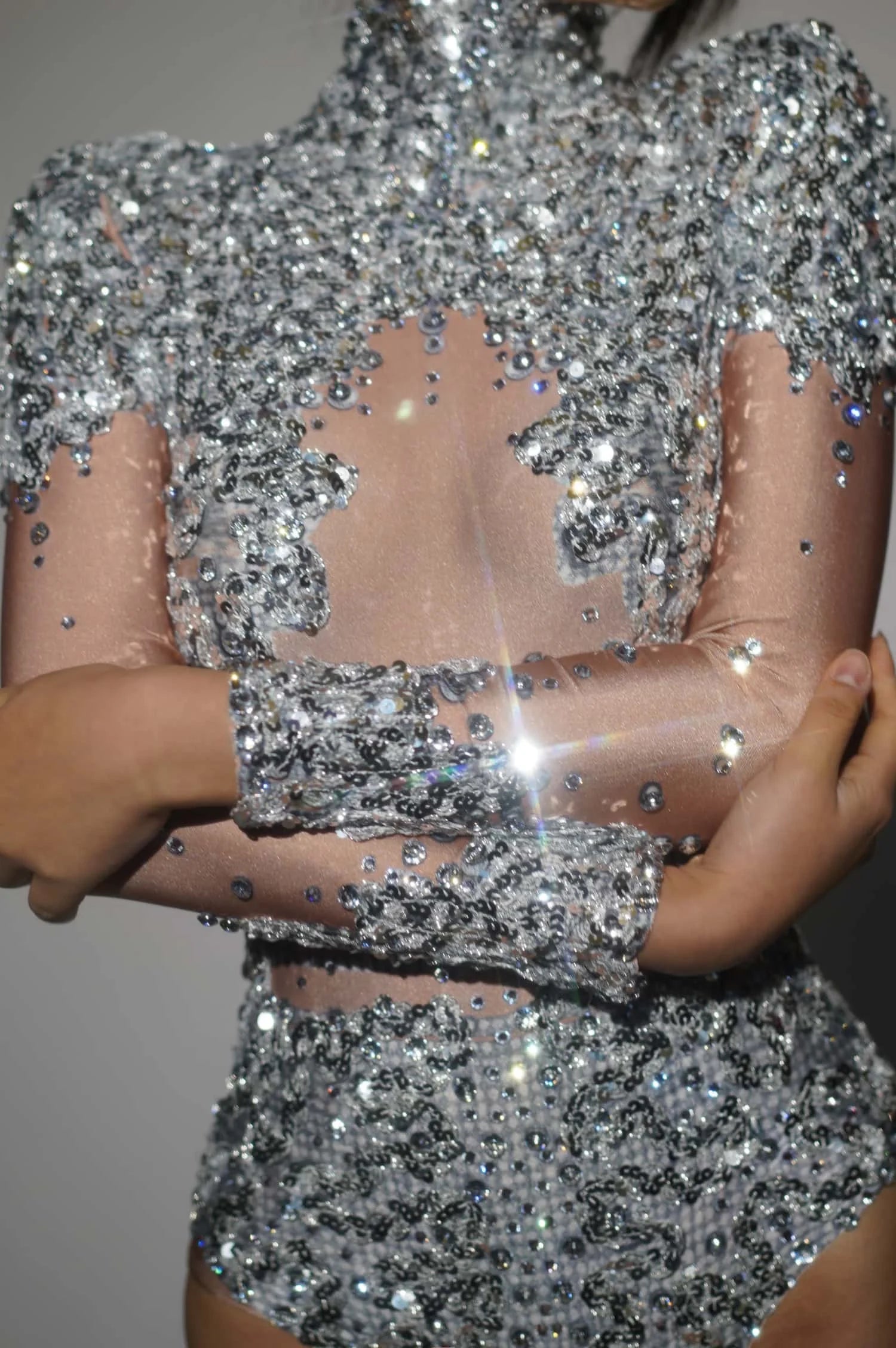 Sparkly Crystals Sequins Women Bodysuit Nightclub Stage Performance Outfit Carnival Party Showgirl Sexy Fancy Bodysuit Yiniang