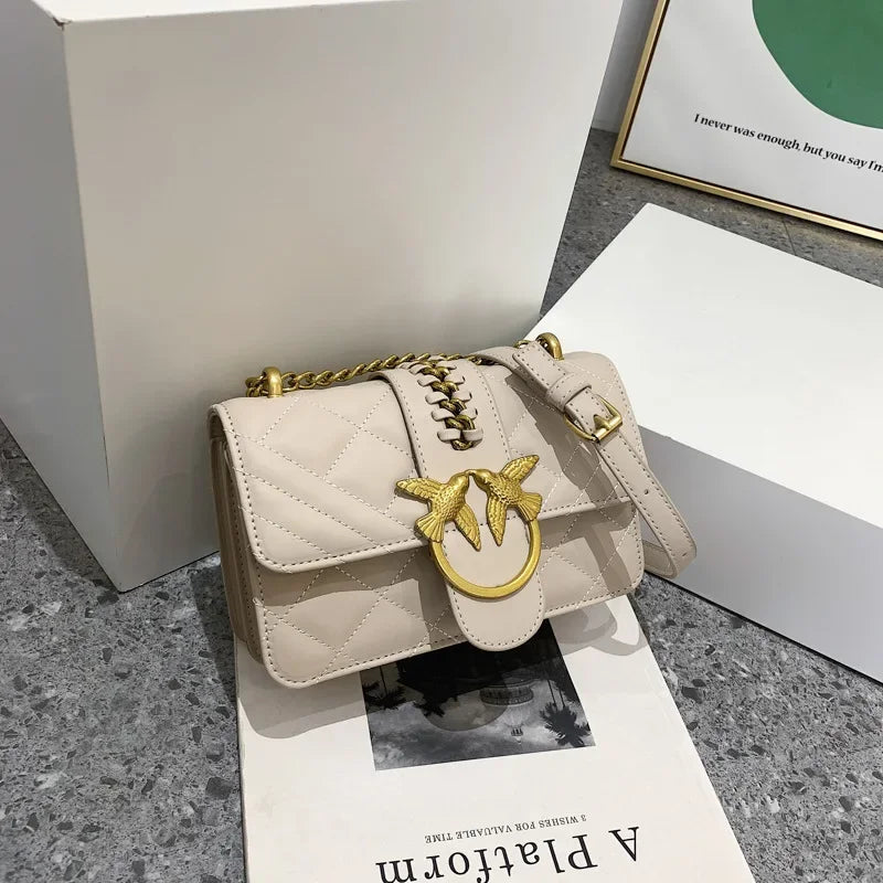 High-End Korean Style Chain Embroidery Bag - Women's Small Square, Versatile Design