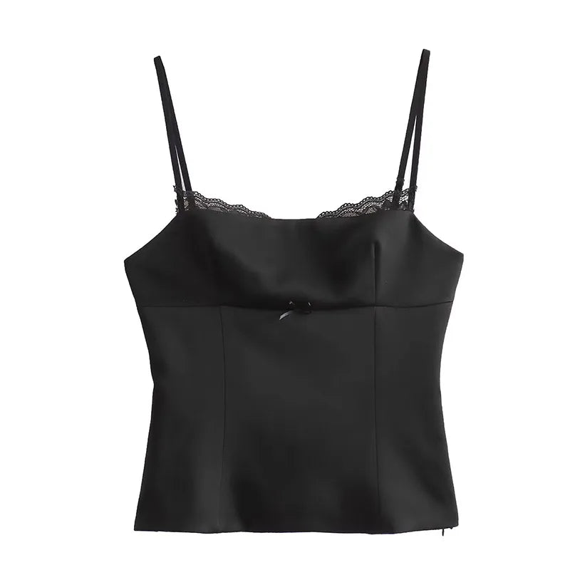 Elegant Rhinestones Bow Halter Vest Women Sleeveless Backless Hollow Out Lace Up Female Tops Summer Fashion Lady Sling Top 03 black