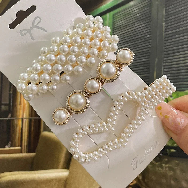Simulated Pearl Hair Clips For Women Korean Women Hairpins Girl Geometric Hair Barrettes Fashion Hairgrip Hair Accessories Set 21