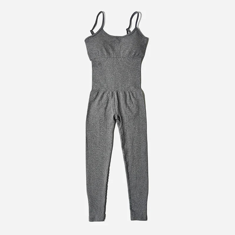 Women's Tracksuit Yoga Set Seamless Jumpsuits One Piece Fitness Workout Rompers Sportswear Gym Set Workout Clothes For Women Gray
