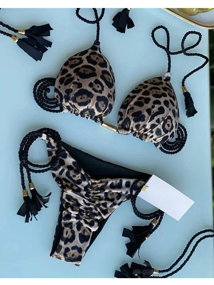 Sexy Swimsuit Women Triangle Bikinis Set Thong Bandage Swimsuits Solid Color Bath Suit Two Piece String Swimear Beach Wear 8250