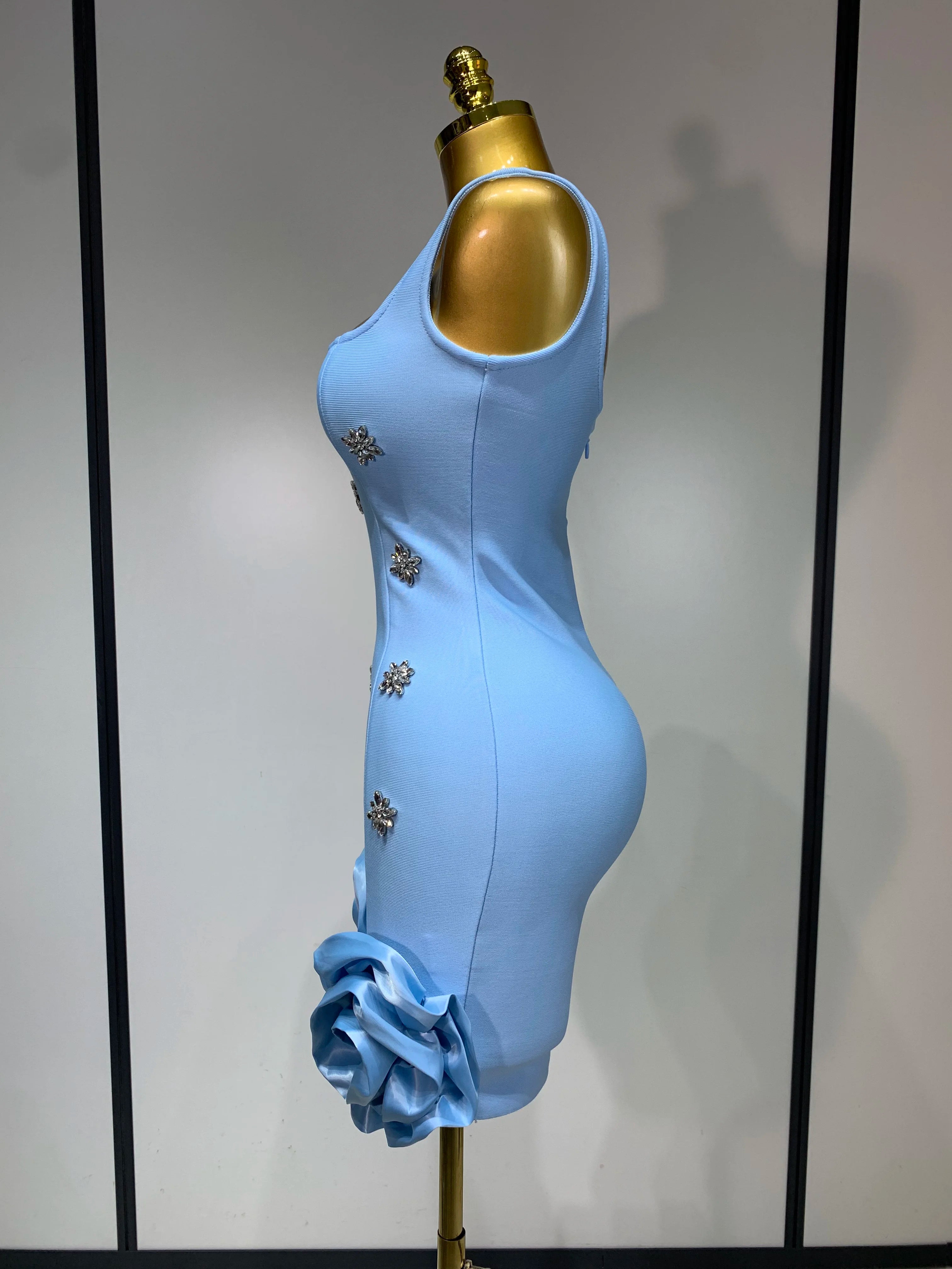 Women Sexy Square Collar Sparkly Rhinestone Bodycon Mini Bandage Dress Celebrate Evening Party Elegant Luxury Birthday Dress