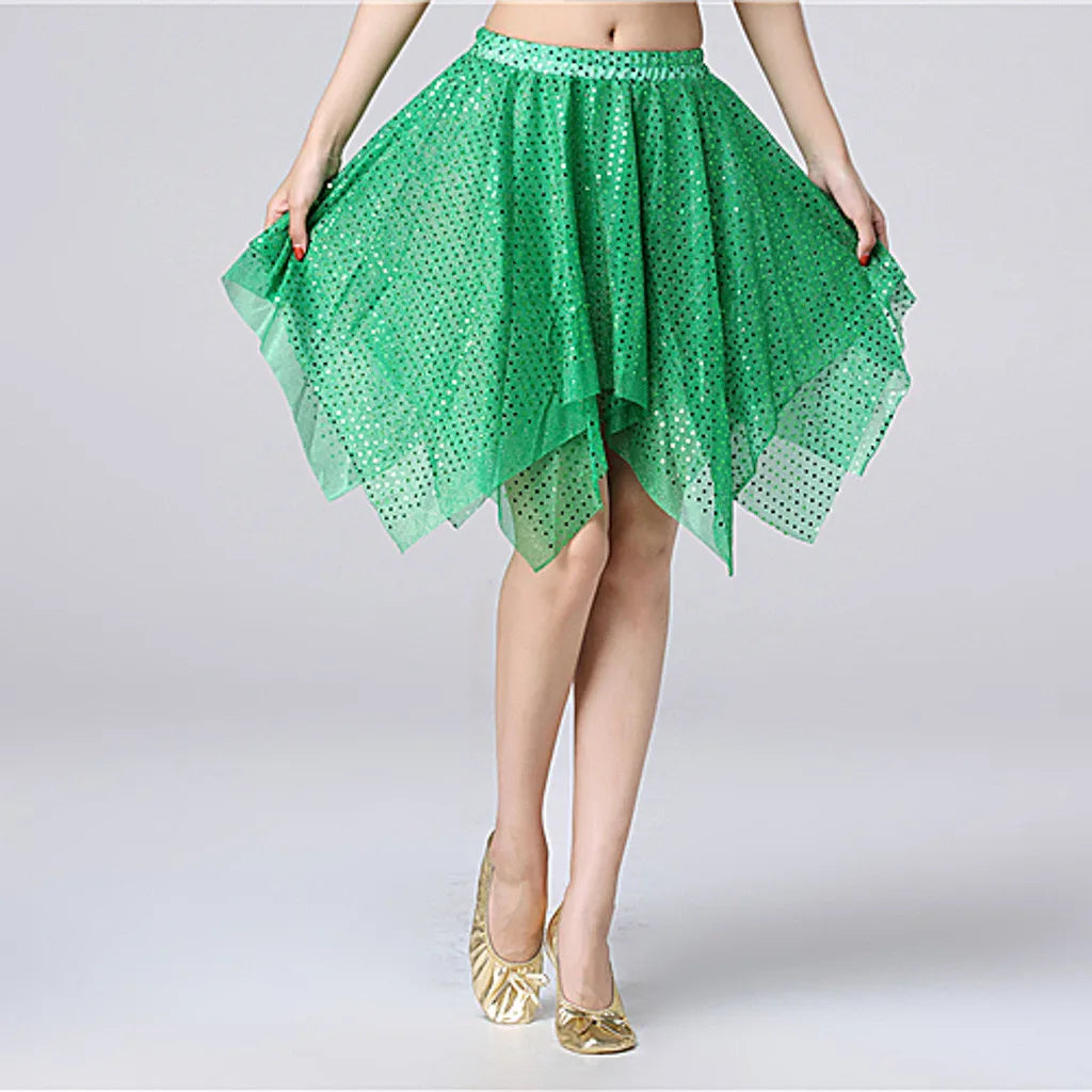 Women's Tutu Skirt Mini Short Skirt For Women Star Sequined Mesh Skirt Belly Latin Dancewear Fairy Tulle Skirt Costume Clothing C One Size