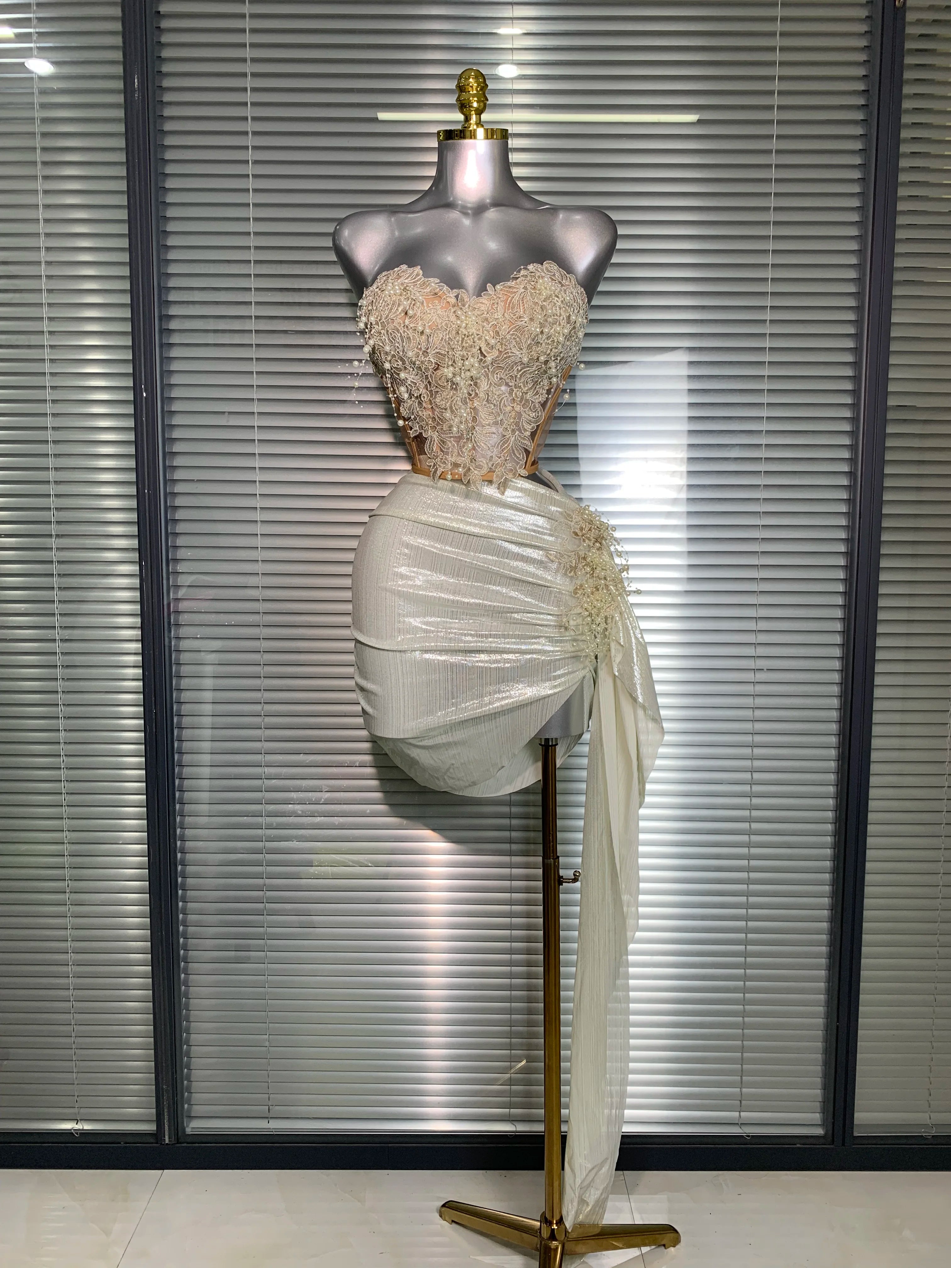 Summer New INS Women Sexy Two Pieces Set Celebrity Night Club Skirt Suits Lace Up Singer Dancer Stage Performance Costume